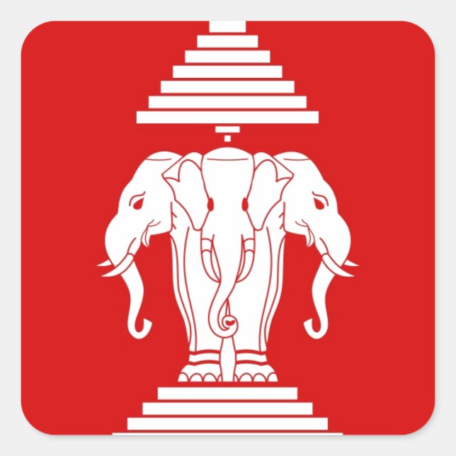 Flag of Laos (1952-1975) - ທຸງຊາດລາວ Square Sticker (Front)