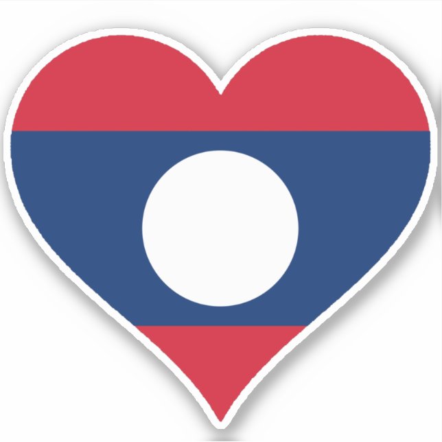 Flag of Laos Heart Sticker (Front)