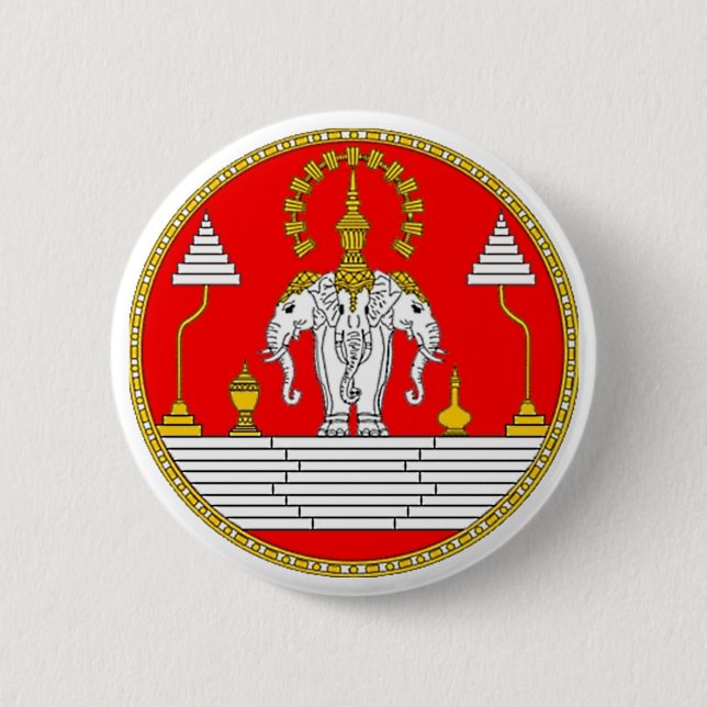 FLAG OF LAOS THREE HEAD ELEPHANT BUTTON (Front)