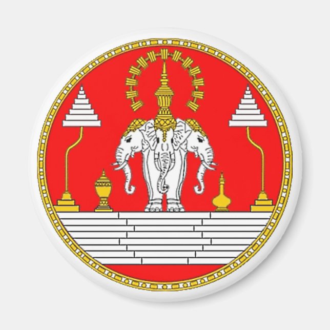 FLAG OF LAOS THREE HEAD ELEPHANT MAGNET (Front)