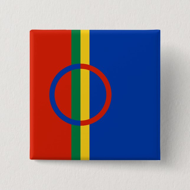 Flag of Lapland (Christmas) (Sami) (Laplander) Button (Front)