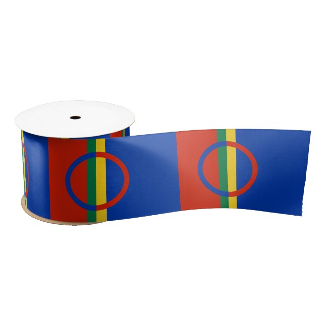 Flag of Lapland (Christmas) (Sami) (Laplander) Satin Ribbon (Spool)