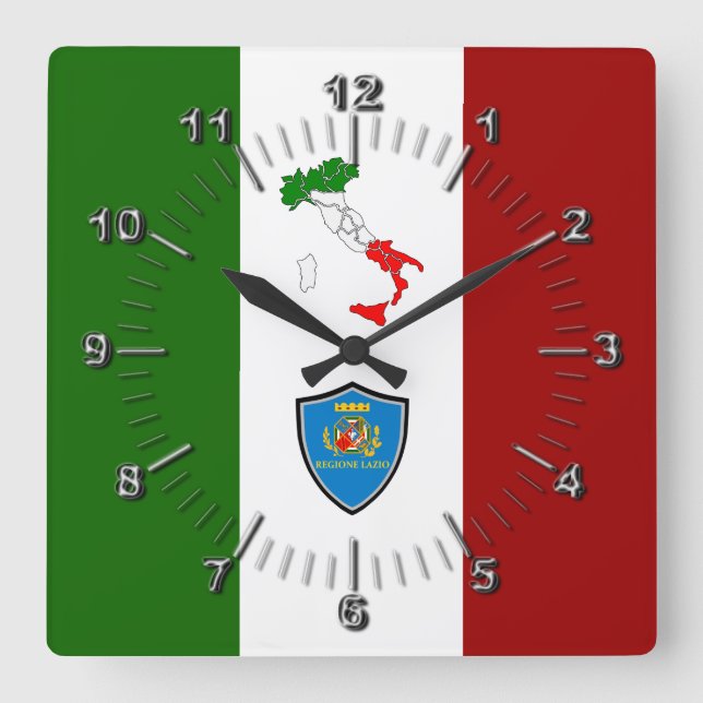Flag of Lazio (Italy)    Square Wall Clock (Front)