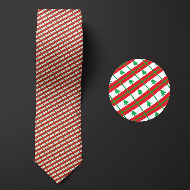 Flag of Lebanon Pattern Neck Tie (Creator Uploaded)