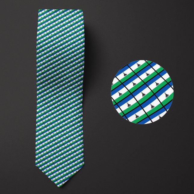 Flag of Lesotho Pattern Neck Tie (Creator Uploaded)