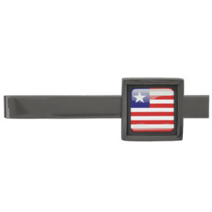 Flag of Liberia Gunmetal Finish Tie Bar