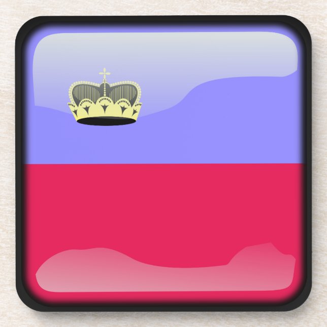 Flag of Liechtenstein Beverage Coaster (Front)