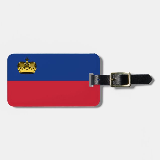 Flag of Liechtenstein Luggage Tag w/ leather strap (Front Horizontal)