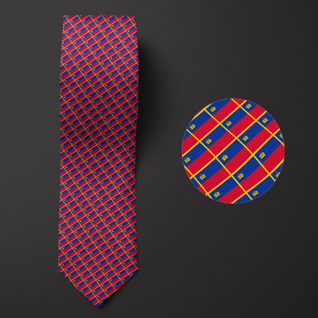 Flag of Liechtenstein Pattern Neck Tie (Creator Uploaded)