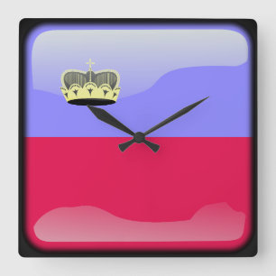 Flag of Liechtenstein Square Wall Clock
