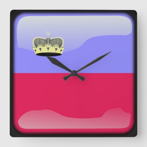 Flag of Liechtenstein Square Wall Clock