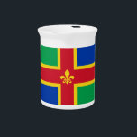 Flag of Lincolnshire Beverage Pitcher<br><div class="desc">Pitcher  with design with a flag of historic county of Lincolnshire,  in England,  Great Britain; green and blue flag with red and yellow cross and a Fleur-de-Lis in the centre</div>