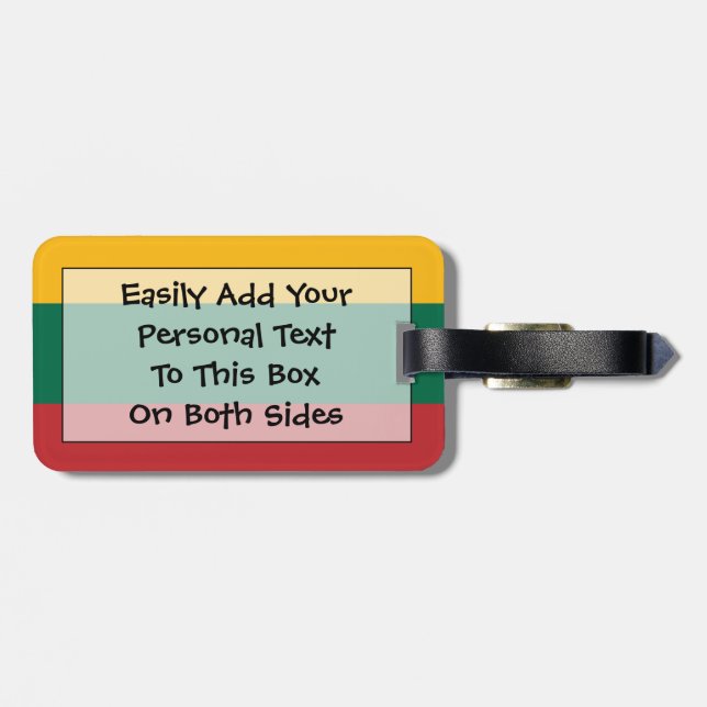 Flag of Lithuania Easy ID Personal Luggage Tag (Back Horizontal)