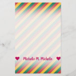 [ Thumbnail: Flag of Lithuania Inspired Colored Stripes Pattern Stationery ]