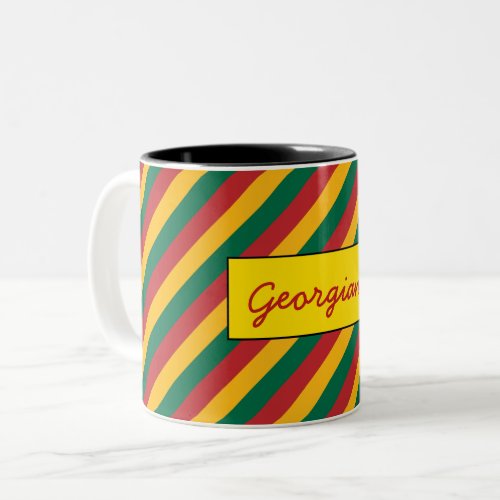 Flag of Lithuania Inspired Colored Stripes Pattern Two_Tone Coffee Mug