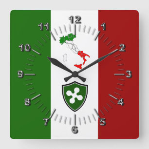 Flag of Lombardia (Italy) Square Wall Clock