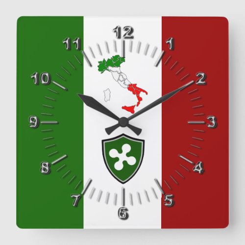 Flag of Lombardia Italy  Square Wall Clock