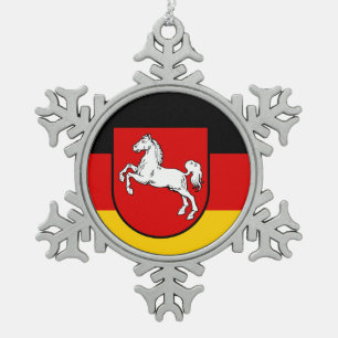 Flag of Lower Saxony Snowflake Pewter Christmas Or Ornament