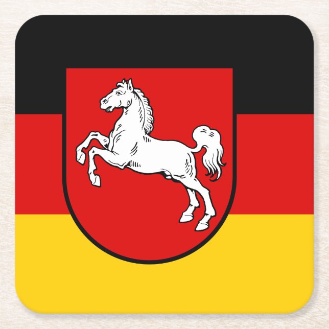 Flag of Lower Saxony Square Paper Coaster (Front)
