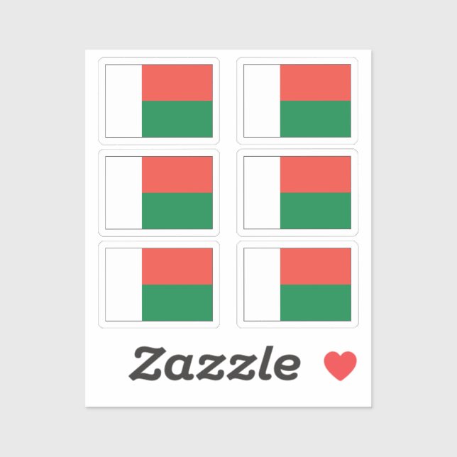  Flag of Madagascar Collection pack of 6 Sticker (Sheet)