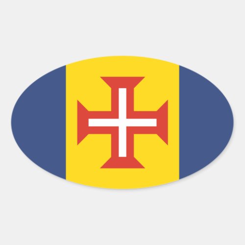 Flag of Madeira Portugal Oval Sticker