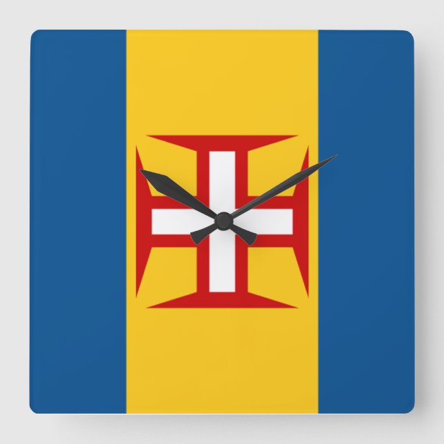 Flag of Madeira Square Wall Clock (Front)