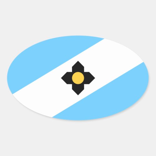 Flag of Madison Wisconsin Oval Sticker