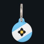 Flag of Madison, Wisconsin Pet ID Tag<br><div class="desc">Pet Tag with flag of city of Madison,  Wisconsin; light blue and white flag with a black cross and yellow circle in the center</div>