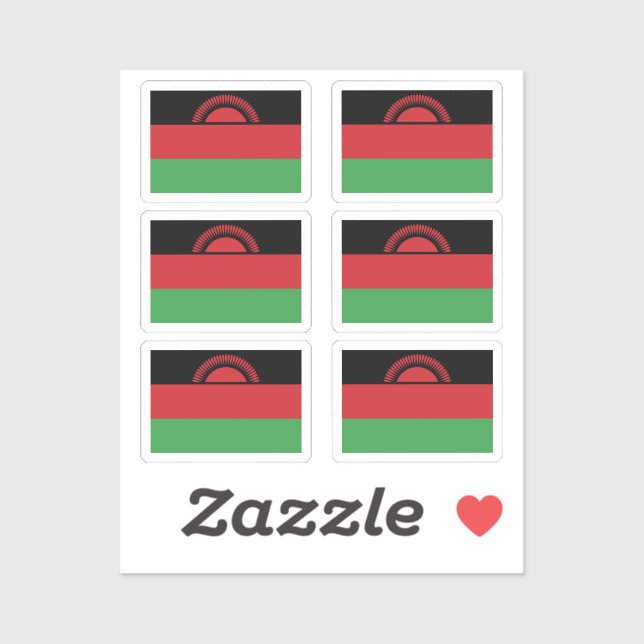 Flag of Malawi Collection pack of 6 Sticker (Sheet)