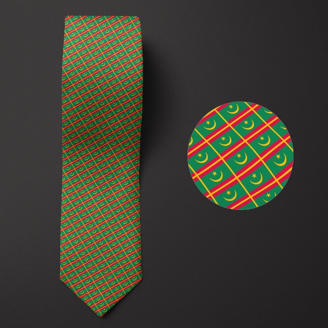 Flag of Mauritania Pattern Neck Tie (Creator Uploaded)