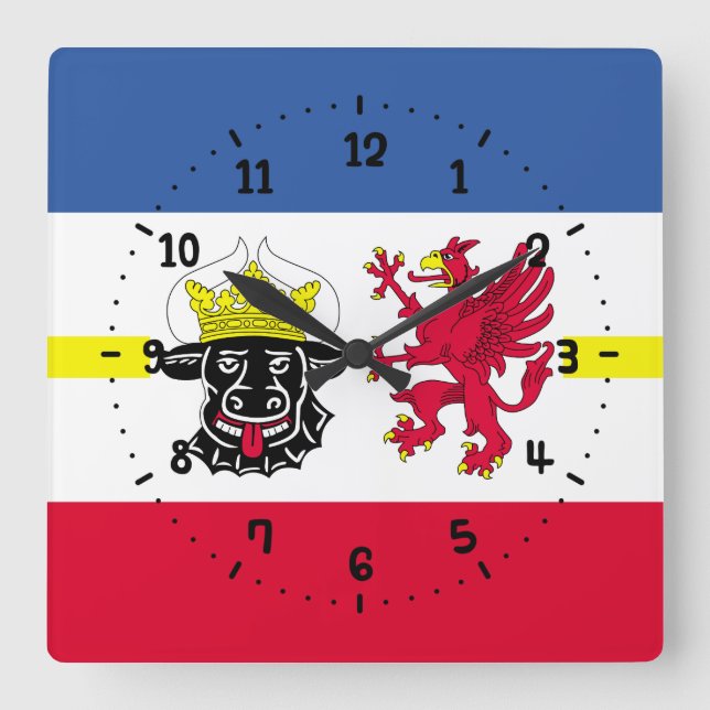 Flag of Mecklenburg Square Wall Clock (Front)