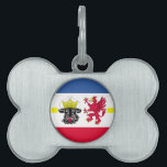 Flag of Mecklenburg-Western Pomerania Pet Name Tag<br><div class="desc">Pet Tag with variant flag of Mecklenburg-Western Pomerania; design with five horizontal stripes of red,  white,  blue and yellow,  and with illustrations of bull’s head and red eagle</div>