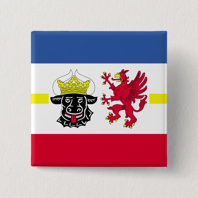 Flag of Mecklenburg-Western Pomerania Pinback Butt Button (Front)