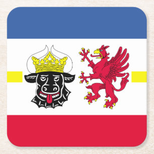 Flag of Mecklenburg-Western Pomerania Square Paper Coaster