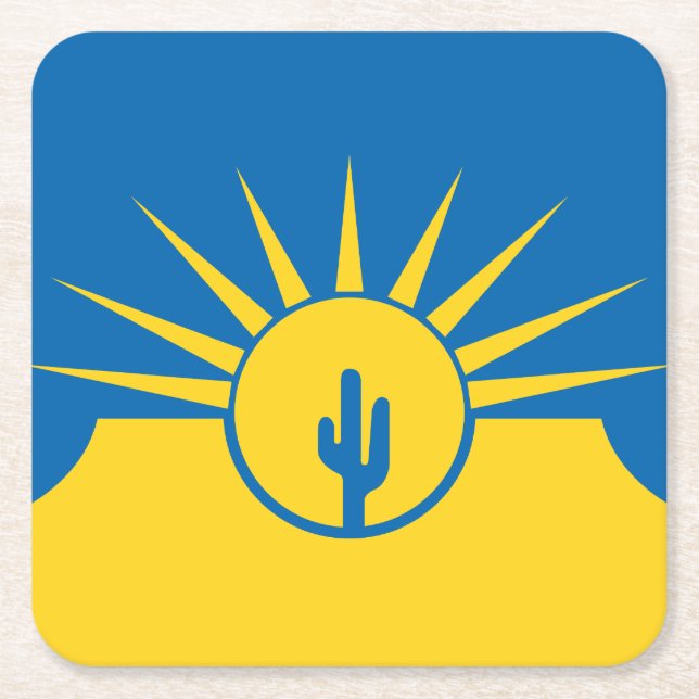 Flag of Mesa, Arizona Square Paper Coaster (Front)