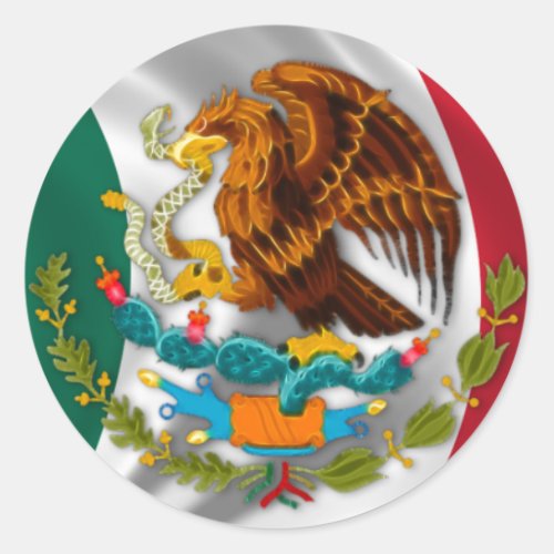 Flag of Mexico Coat of Arms Classic Round Sticker
