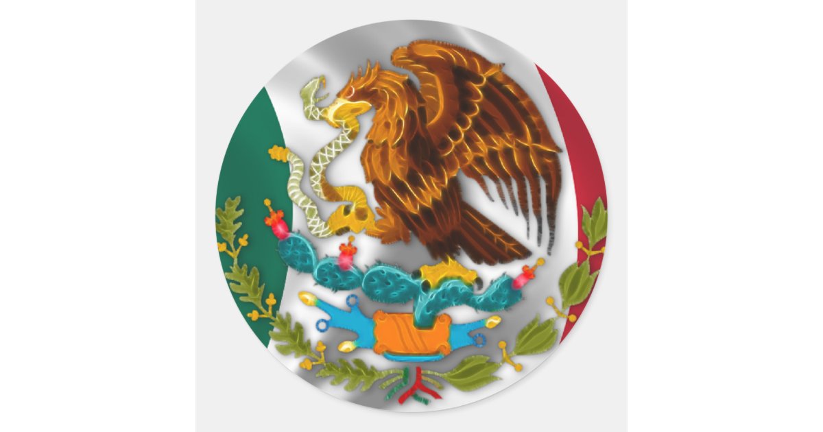 Flag of Mexico, Coat of Arms Classic Round Sticker Zazzle