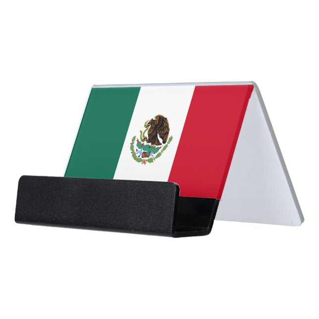 Flag of Mexico Desk Business Card Holder (Angled Front)