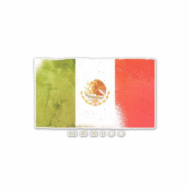 Flag of Mexico Grunge Style  Sticker (Front)