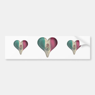 Flag Of Mexico In A Heart Bumper Sticker