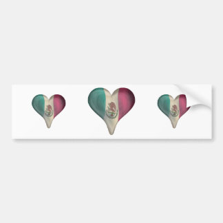 Flag Of Mexico In A Heart Bumper Sticker