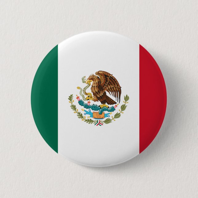 Flag of Mexico - Mexican Flag - Bandera de México Button (Front)