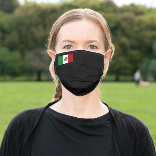 Flag of Mexico on black background Adult Cloth Face Mask