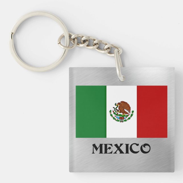 Flag of Mexico, popular design Keychain (Front)