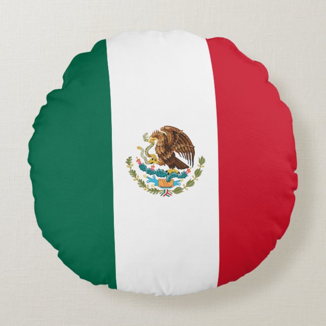Flag of Mexico Round Pillow (Front)