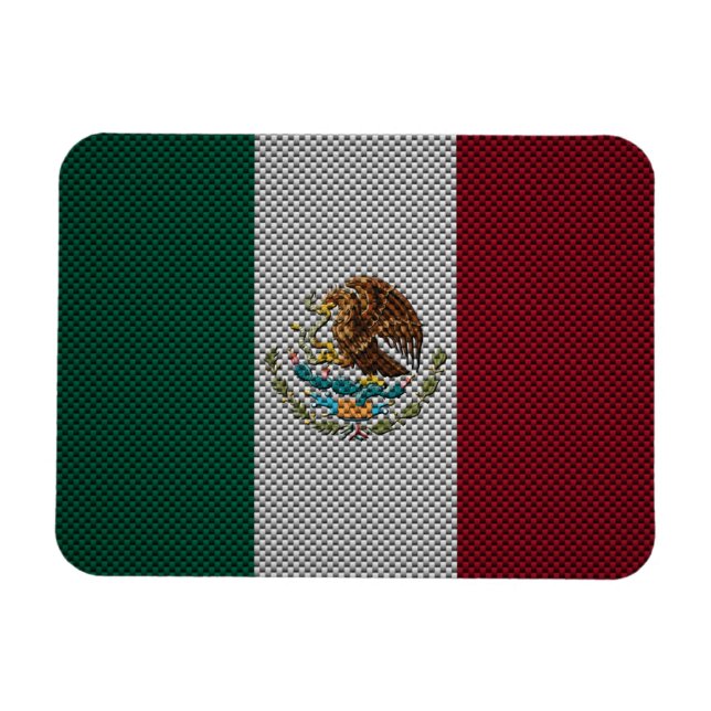 Flag of Mexico with Carbon Fiber Effect Magnet (Horizontal)