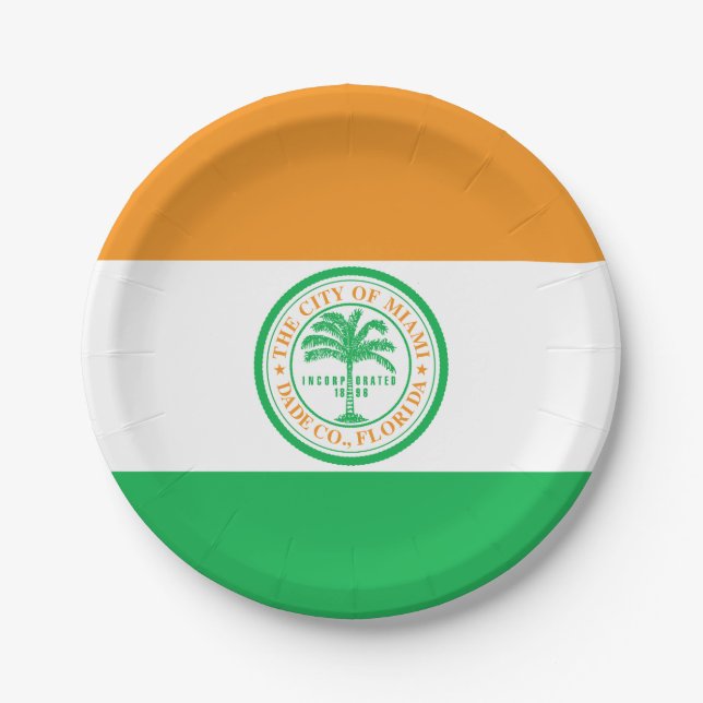Flag of Miami, Florida Paper Plates (Front)