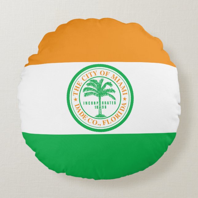 Flag of Miami, Florida Round Pillow (Front)