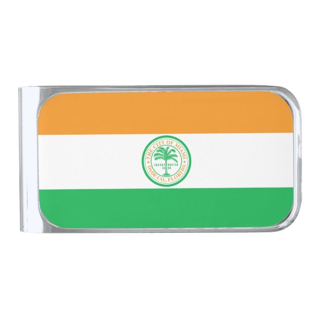 Flag of Miami, Florida Silver Finish Money Clip (Front)