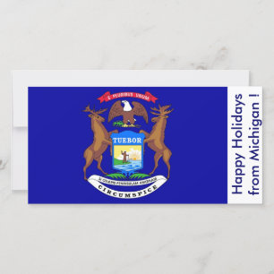 Flag of Michigan, Happy Holidays from U.S.A. Holiday Card